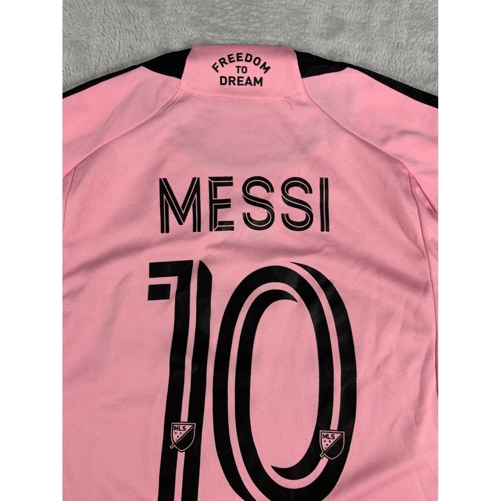 adidas Lionel Messi Inter Miami CF 2024 Home Jersey Youth Size 12 Pink Soccer - Picture 8 of 11